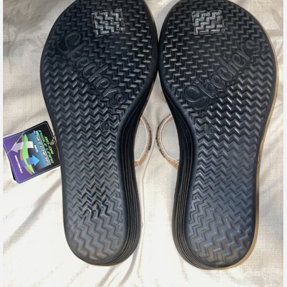 Skechers Cali Memory Foam Rumble Wave New Lassie Rose Gold Wedge Sandal Size 10 - Picture 4 of 5